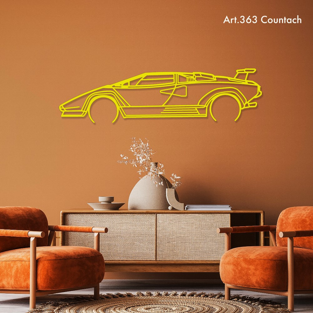 Décoration à poser Art Design support bois - silhouette Lamborghini COUNTACH - AD-ART363-TB.N.60 - ART.363OAKT60