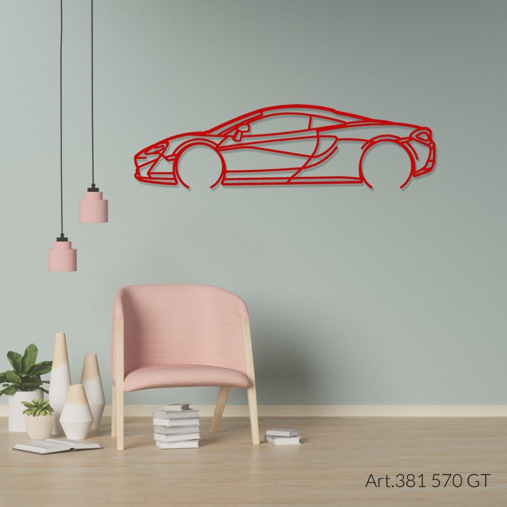 Décoration à poser Art Design support bois - silhouette McLaren 570GT - AD-ART381-TB.N.60 - ART.381OAKT60