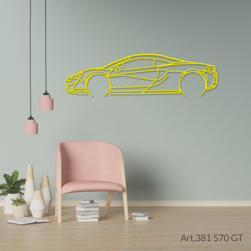 Décoration à poser Art Design support bois - silhouette McLaren 570GT - AD-ART381-TB.N.60 - ART.381OAKT60
