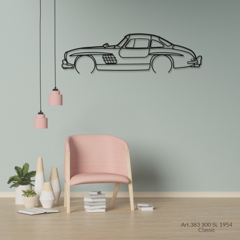 Art Deco houten standaard - silhouet Mercedes 300 SL 1954 CLASSIC - AD-ART383-TB.N.60 - ART.383OAKT60
