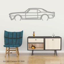 Art Design table decoration with wood base - silhouette Chevrolet CAMARO SS 1968