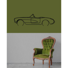 Décoration à poser Art Design support bois - silhouette Chevrolet CORVETTE CLASSIC 1957