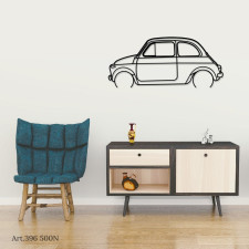 Décoration à poser Art Design support bois - silhouette Fiat 500 No