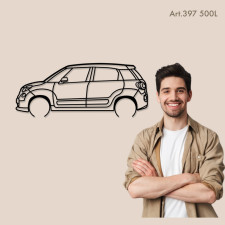 Décoration à poser Art Design support bois - silhouette Fiat 500L