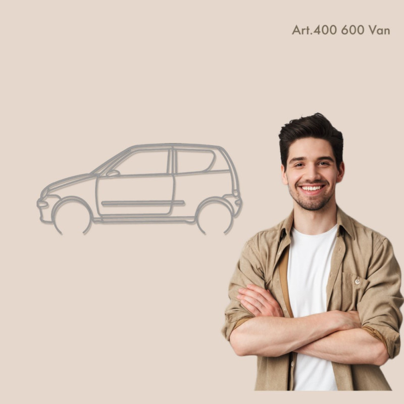 Art Deco houten standaard - silhouet Fiat 600 VAN - AD-ART400-TB.N.60 - ART.400OAKT60