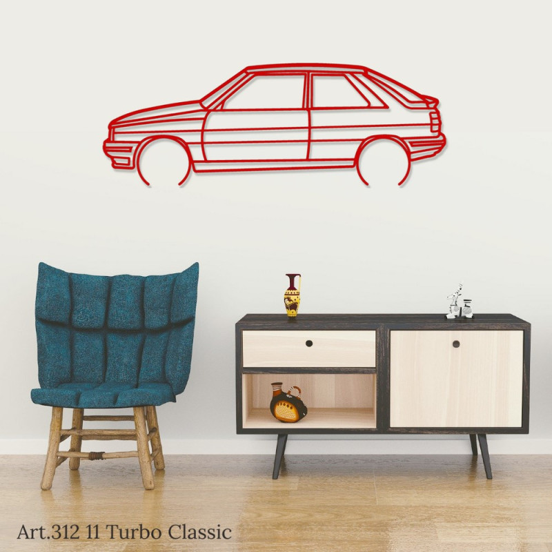 Decor de așezat Art Design pe suport de oțel – siluetă Renault 11 TURBO CLASSIC - AD-ART312-TA.N.60 - ART.312STEELT60