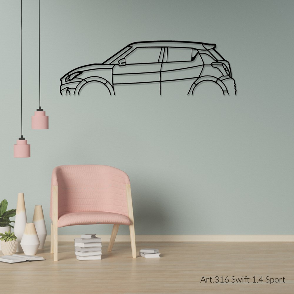 Décoration à poser Art Design support acier - silhouette Suzuki SWIFT 1.4 SPORTS - AD-ART316-TA.N.60 - ART.316STEELT60
