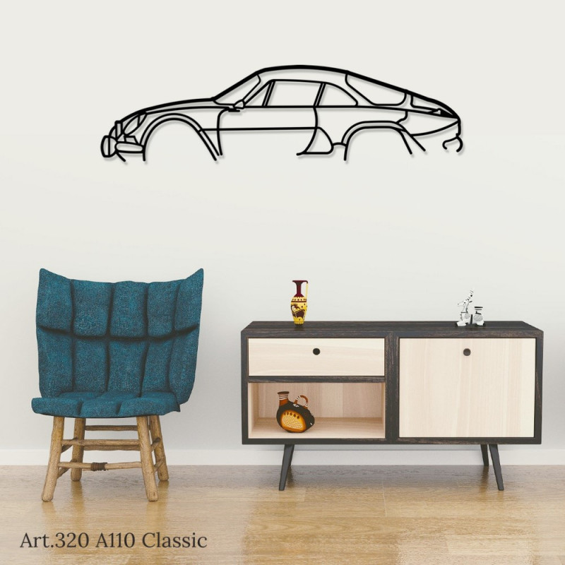 Décoration à poser Art Design support acier - silhouette Alpine A110 CLASSIC - AD-ART320-TA.N.60 - ART.320STEELT60