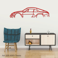 Décoration à poser Art Design support acier - silhouette Alpine A110 CLASSIC