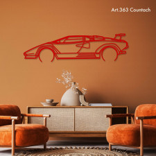 Art Design table decoration with steel stand - silhouette Lamborghini COUNTACH