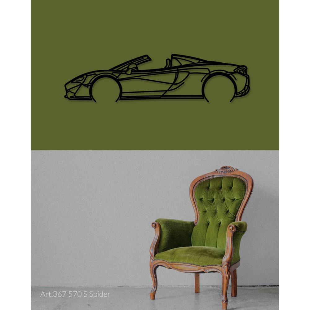 Art Design table decoration with steel stand - silhouette McLaren 570S SPIDER - AD-ART367-TA.N.60 - ART.367STEELT60