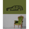 Art Design table decoration with steel stand - silhouette Mercedes C63 STATION WAGON 2011