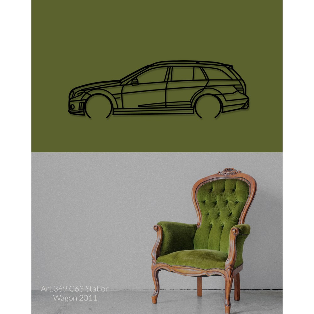 Décoration à poser Art Design support acier - silhouette Mercedes C63 STATION WAGON 2011 - AD-ART369-TA.N.60 - ART.369STEELT60