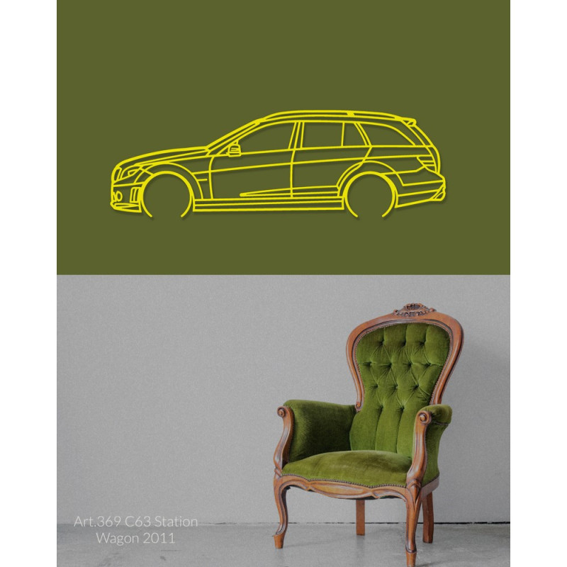 Décoration à poser Art Design support acier - silhouette Mercedes C63 STATION WAGON 2011 - AD-ART369-TA.N.60 - ART.369STEELT60