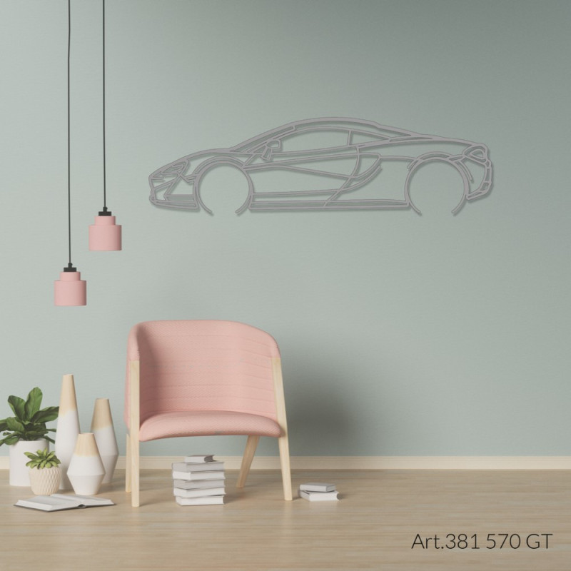 Art Design tafeldecoratie met stalen onderstel - silhouet McLaren 570GT - AD-ART381-TA.N.60 - ART.381STEELT60
