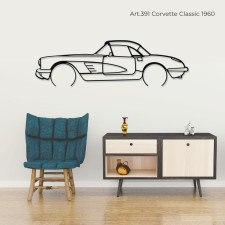 Art Design table decoration with steel stand - silhouette Chevrolet CLASSIC 1960 CORVETTES