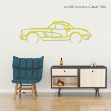 Art Design table decoration with steel stand - silhouette Chevrolet CLASSIC 1960 CORVETTES