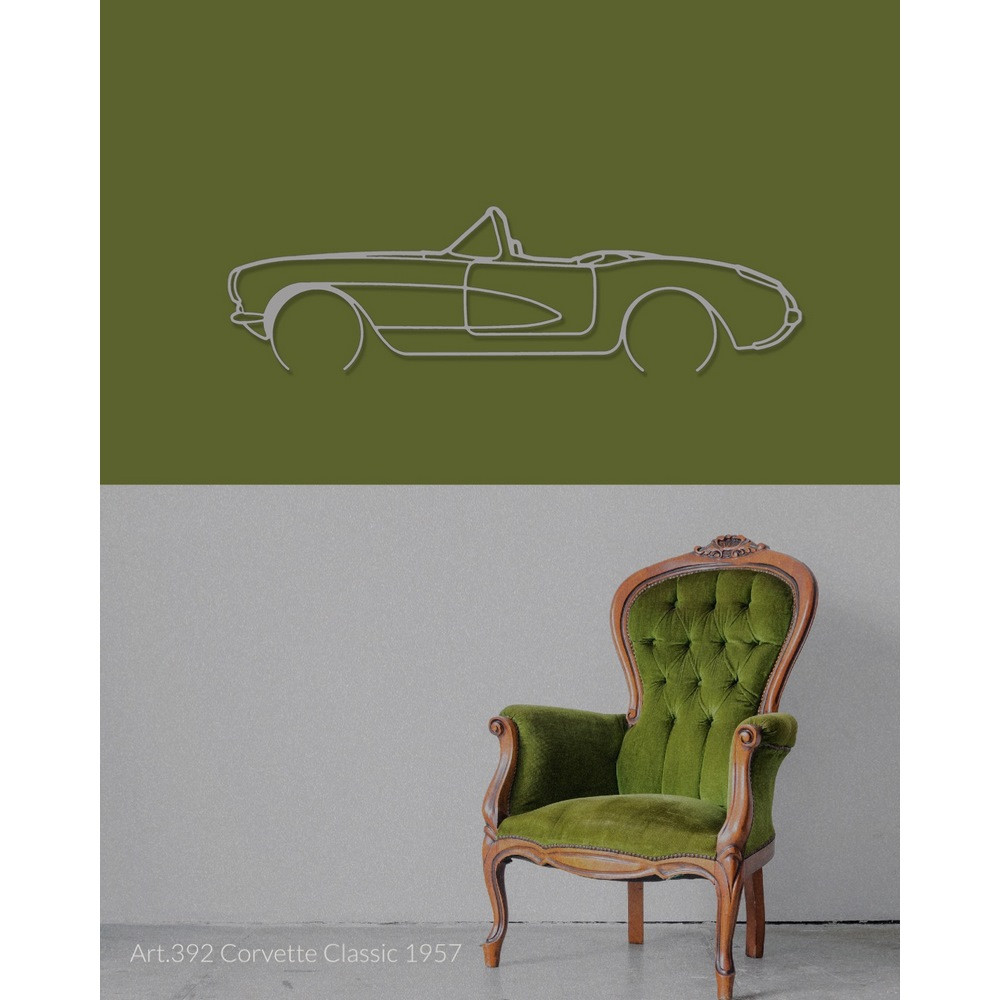 Decorazione da tavolo Art Design con supporto in acciaio - silhouette Chevrolet CORVETTE CLASSIC 1957 - AD-ART392-TA.N.60 - ART.392STEELT60