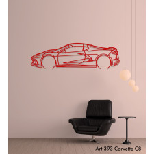 Art Design table decoration with steel stand - silhouette Chevrolet C8 CORVETTES