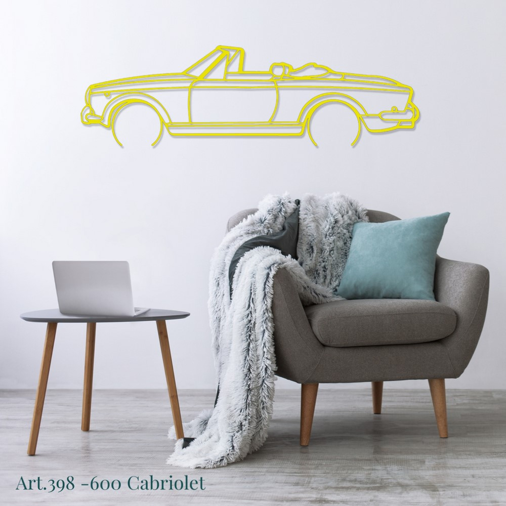 Décoration à poser Art Design support acier - silhouette Fiat 600 CONVERTIBLE - AD-ART398-TA.N.60 - ART.398STEELT60
