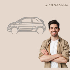 Décoration à poser Art Design support acier - silhouette Fiat 500 CONVERTIBLE