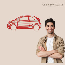 Décoration à poser Art Design support acier - silhouette Fiat 500 CONVERTIBLE