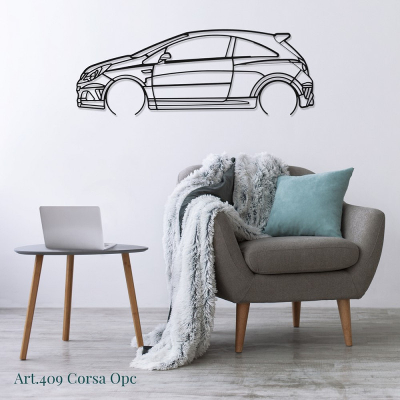 Decor de așezat Art Design pe suport de oțel – siluetă Opel RACE OPC - AD-ART409-TA.SI.80 - ART.409STEELT80SILV