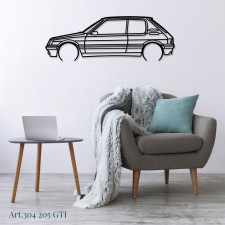 Art Design wanddecoratie - silhouet Peugeot 205 GTi - AD-ART304-M.N.60 - ART.304-M