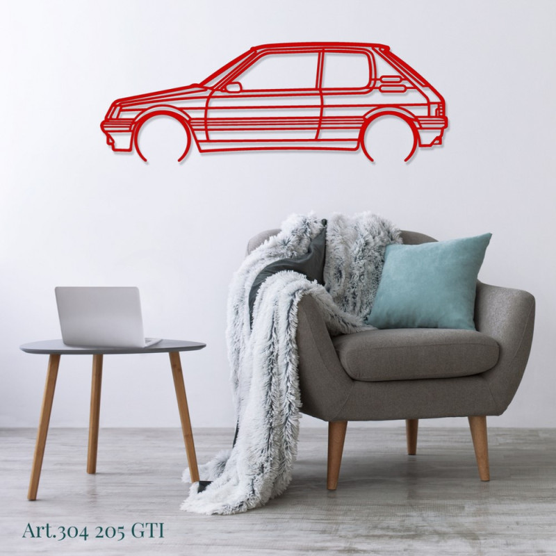 Art Design wall decoration - silhouette Peugeot 205 GTi - AD-ART304-M.N.60 - ART.304WALL60
