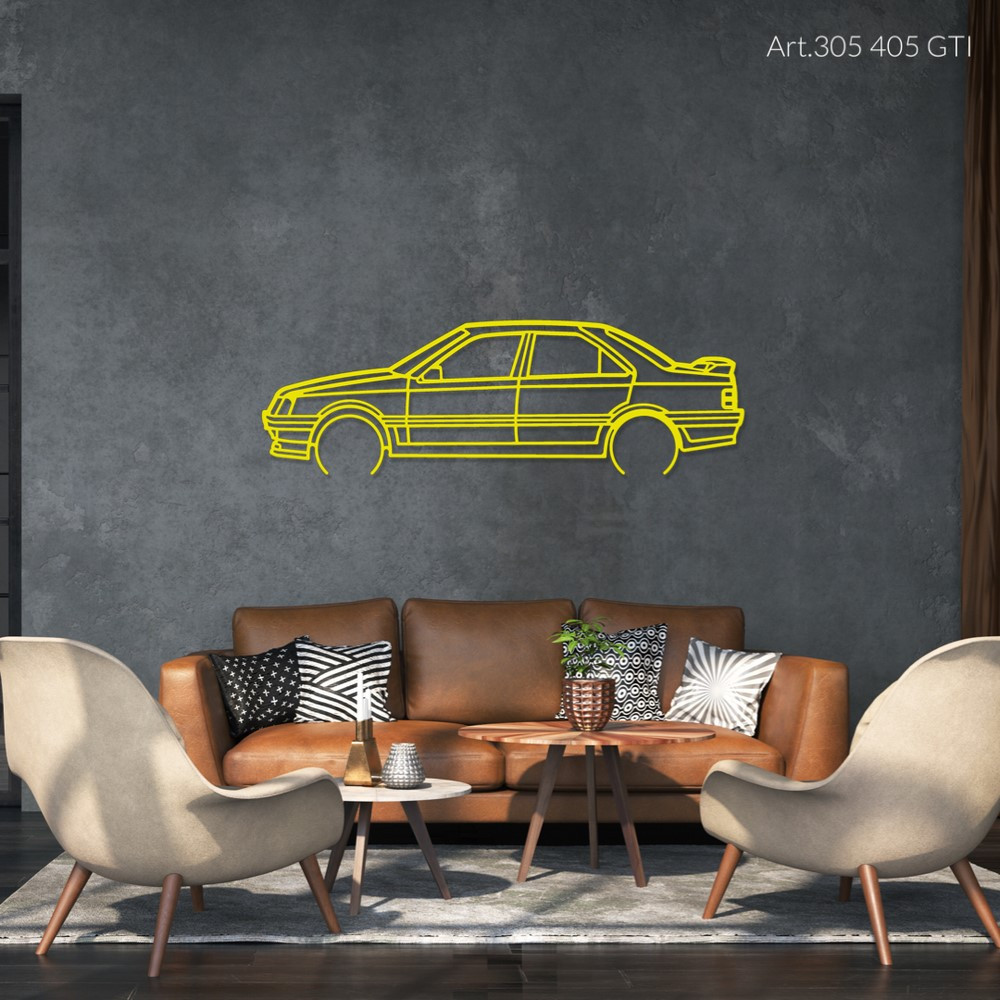 Decorazione murale Art Design - silhouette Peugeot 405 GTi - AD-ART305-M.N.60 - ART.305WALL60