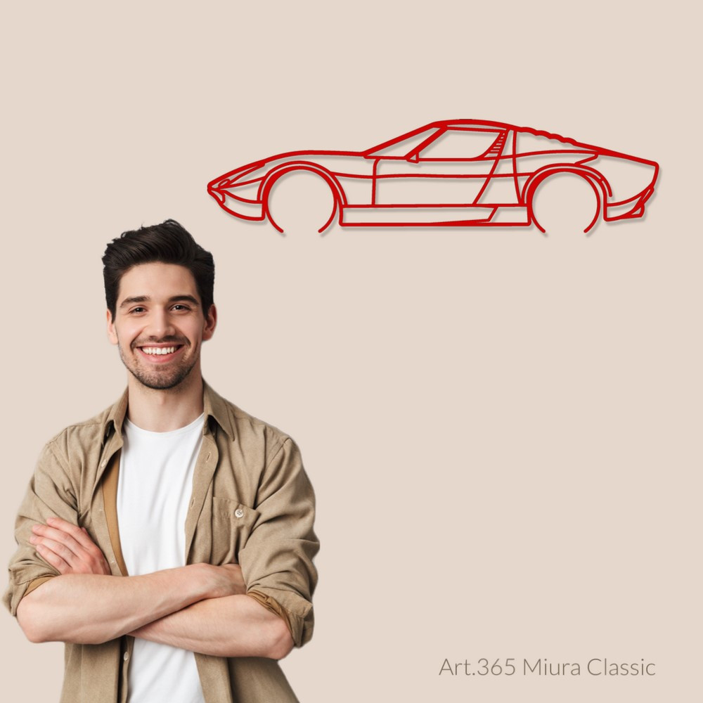 Art Design wanddecoratie - Lamborghini MIURA CLASSIC silhouet - AD-ART365-M.N.60 - ART.365WALL60