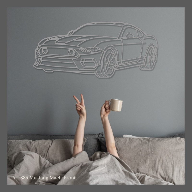 Decorazione murale Art Design - silhouette Ford MUSTANG MACH 1 - FRONT - AD-ART385-M.R.146 - ART.385WALL146RED