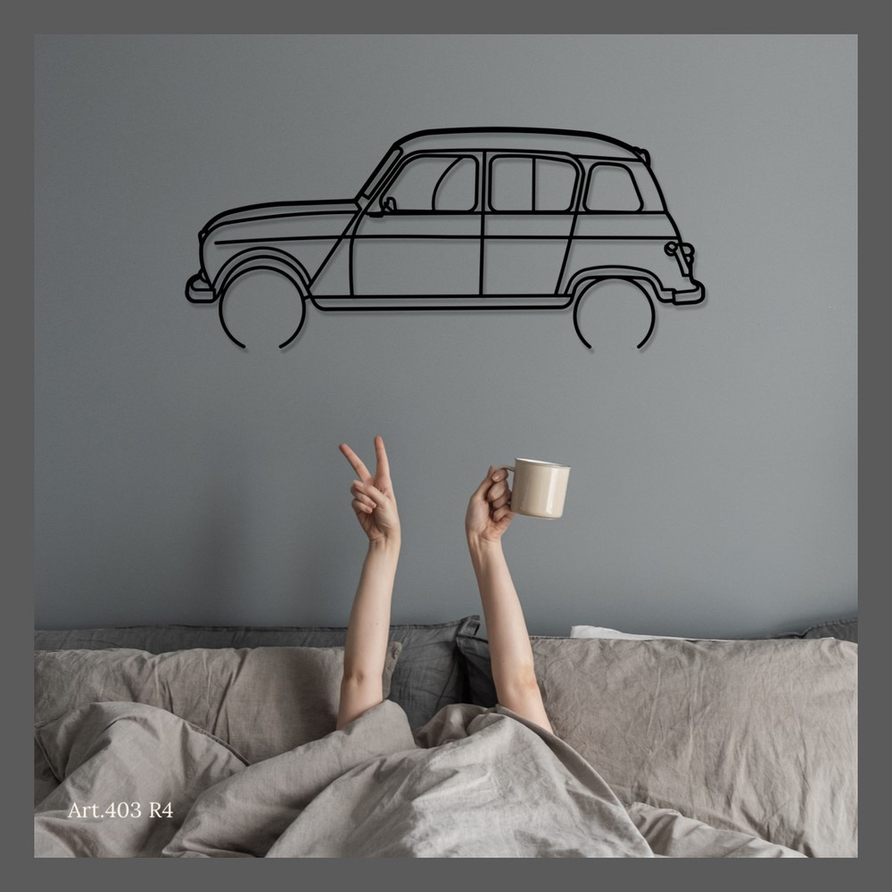 Art Design wall decoration - silhouette Renault R4 - AD-ART403-M.N.60 - ART.403WALL60