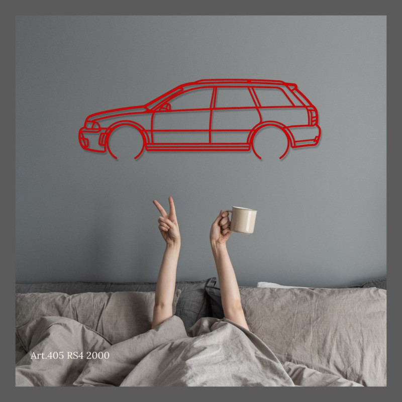 Decorazione murale Art Design - silhouette Audi RS4 2000 - AD-ART405-M.R.146 - ART.405WALL146RED
