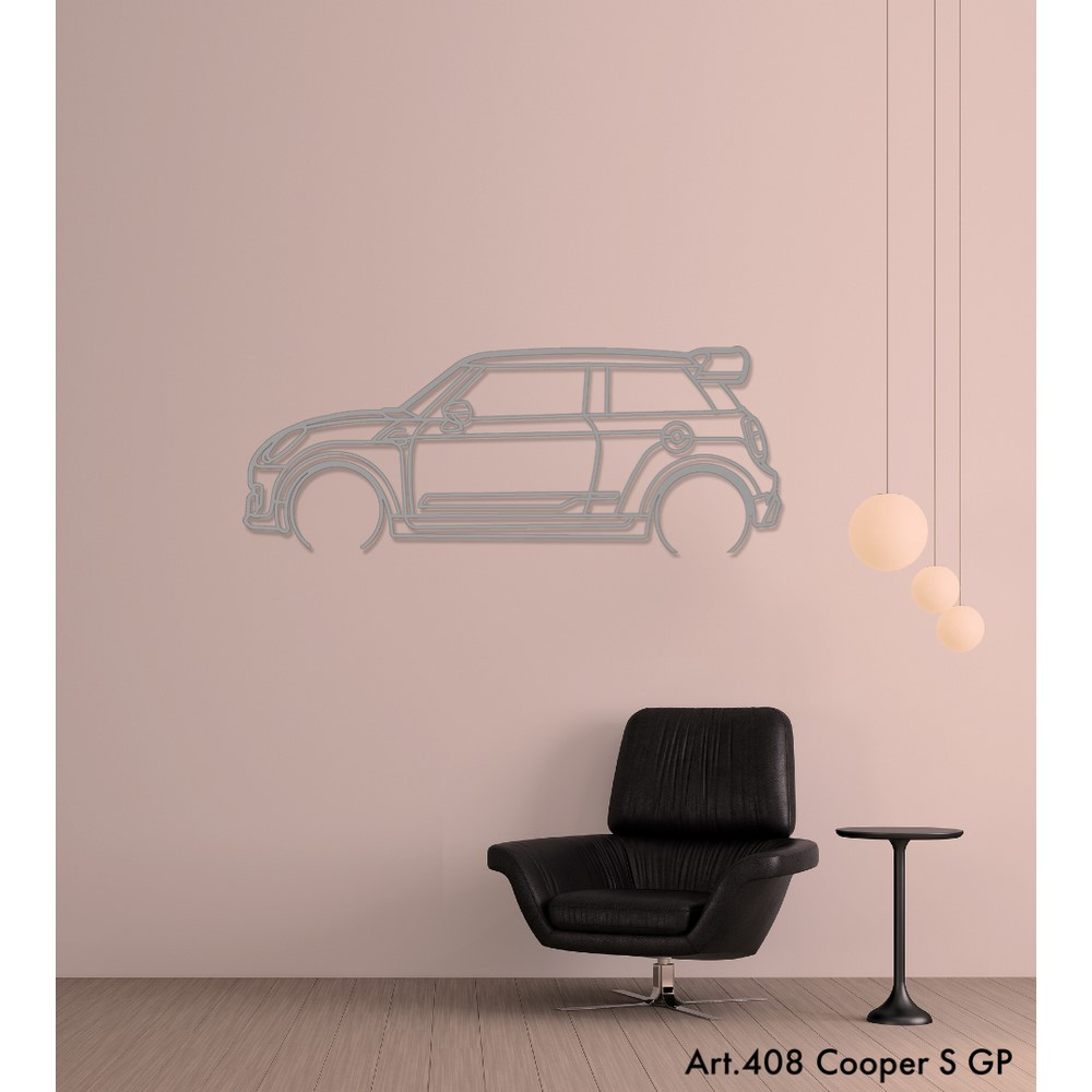 Art Design wall decoration - silhouette Mini COOPER S GP - AD-ART408-M.N.60 - ART.408WALL60
