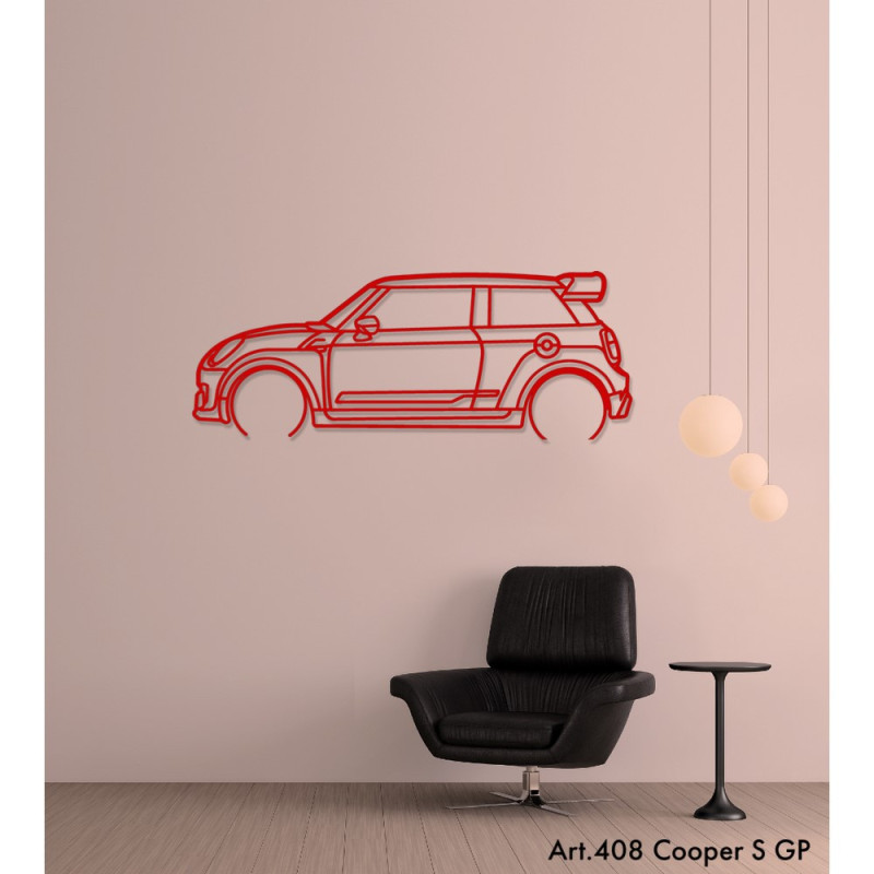 Art Design wall decoration - silhouette Mini COOPER S GP - AD-ART408-M.N.60 - ART.408WALL60