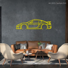 Décoration à poser Art Design support acier - silhouette Porsche CAYMAN GT4
