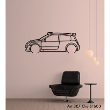 Décoration à poser Art Design support acier - silhouette Renault CLIO S1600