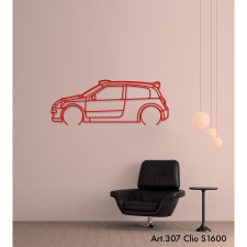 Décoration à poser Art Design support acier - silhouette Renault CLIO S1600