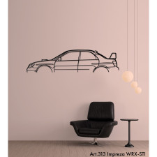 Décoration à poser Art Design support acier - silhouette Subaru IMPREZA WRX-STI