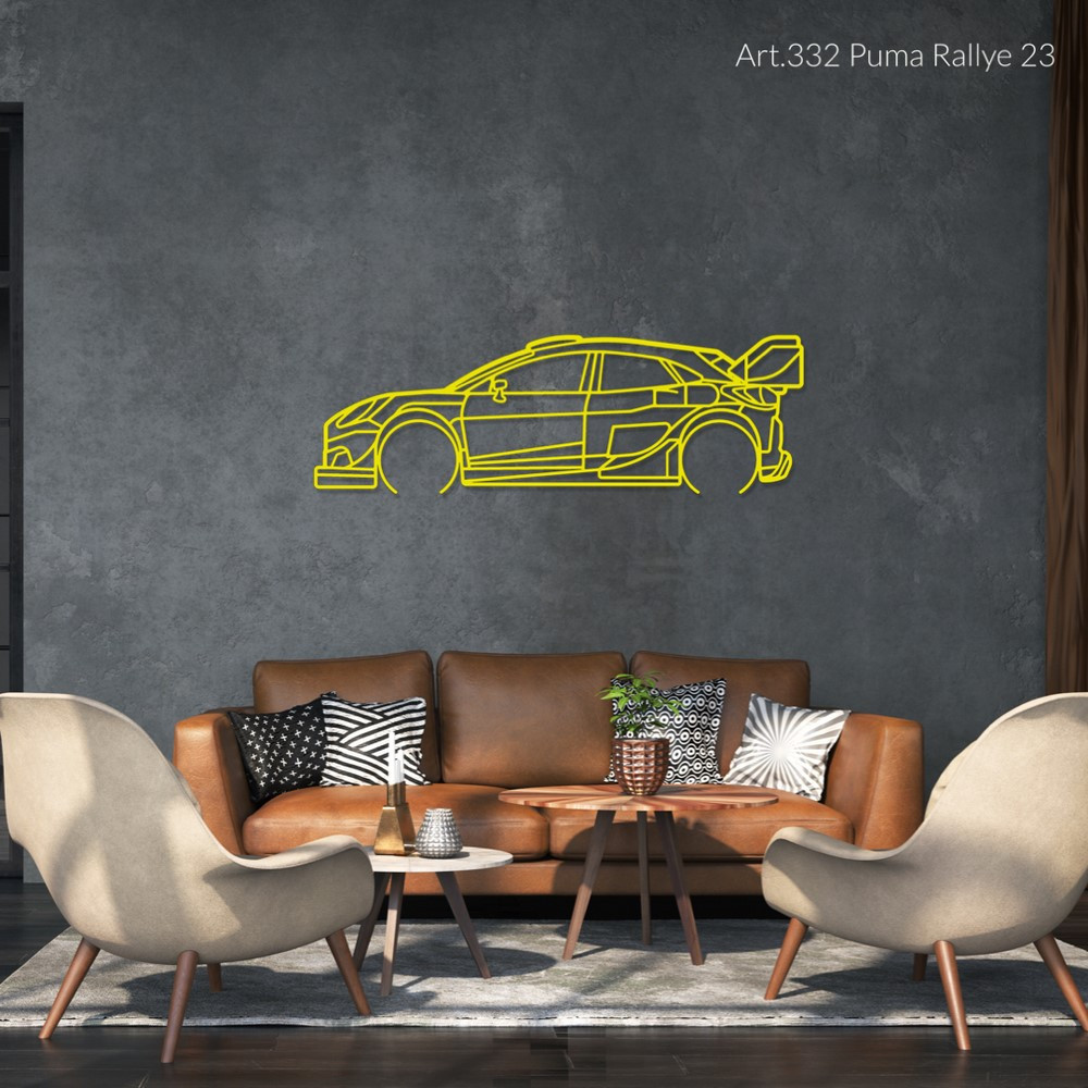 Décoration à poser Art Design support acier - silhouette Ford PUMA RALLYE 23 - AD-ART332-TA.N.60 - ART.332STEELT60