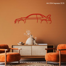 Decorazione da tavolo Art Design con supporto in acciaio - silhouette Subaru IMPREZA 22 B