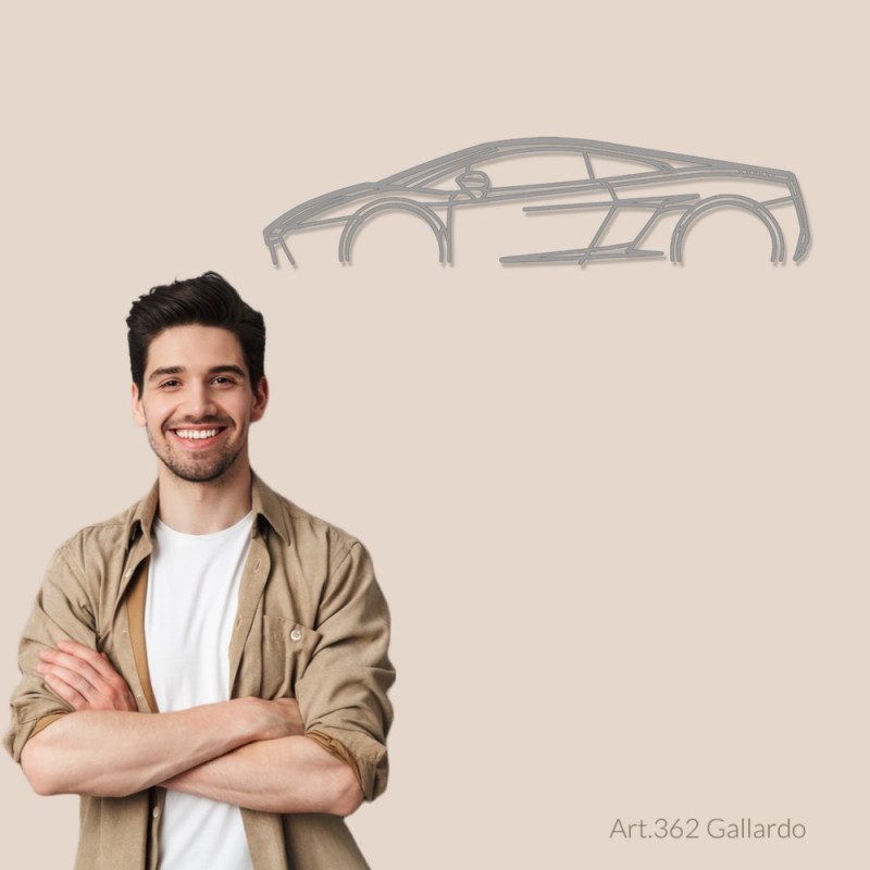 Décoration à poser Art Design support acier - silhouette Lamborghini GALLARDO - AD-ART362-TA.N.60 - ART.362STEELT60
