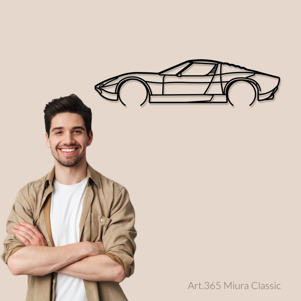 Decor de așezat Art Design pe suport de oțel – siluetă Lamborghini MIURA CLASSIC - AD-ART365-TA.N.60 - ART.365STEELT60