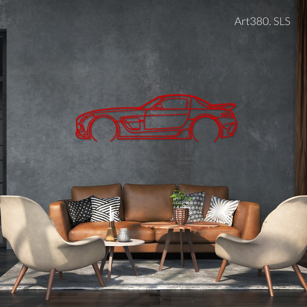 Tafeldecor Art Design stalen staander - silhouet Mercedes SLS verlenging - AD-ART380-TA.N.60 - ART.380STEELT60
