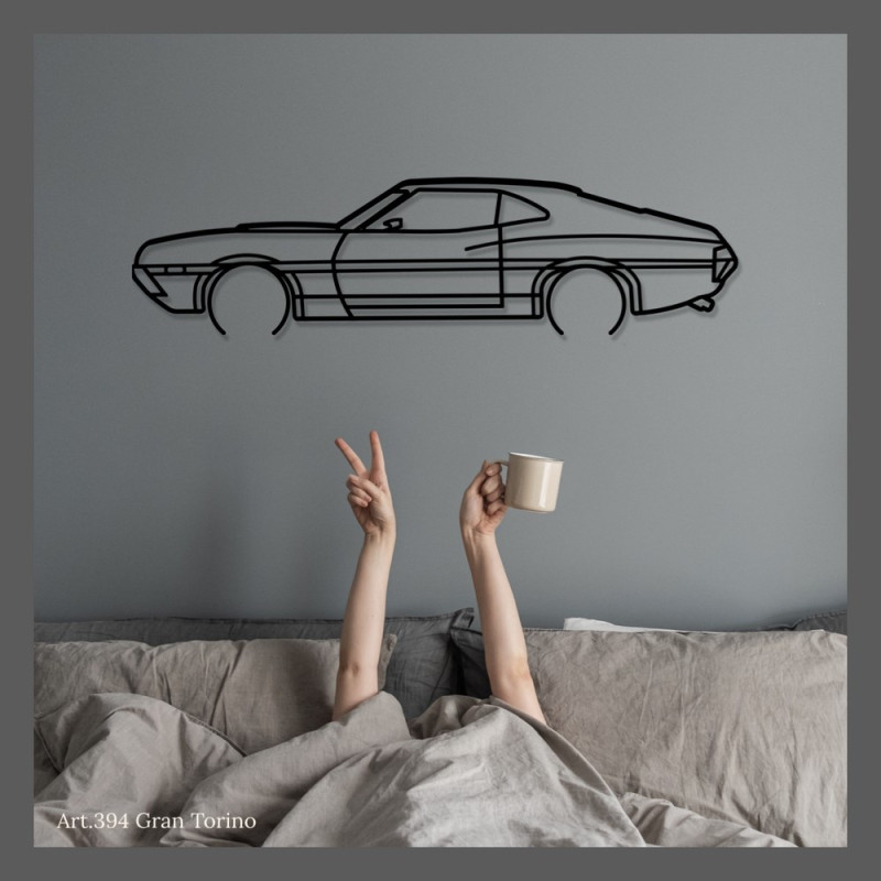 Art Design wanddecoratie - silhouet Ford GRAN TORINO - AD-ART394-TA.SI.80 - ART.394STEELT80SILV