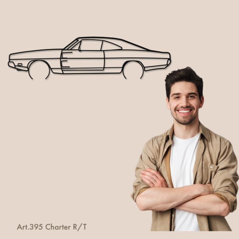 Décoration à poser Art Design support acier - silhouette Dodge CHARGER R/T - AD-ART395-TA.N.60 - ART.395STEELT60
