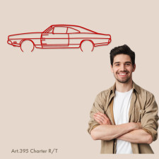 Decorazione da tavolo Art Design con supporto in acciaio - silhouette Dodge CHARGER R/T