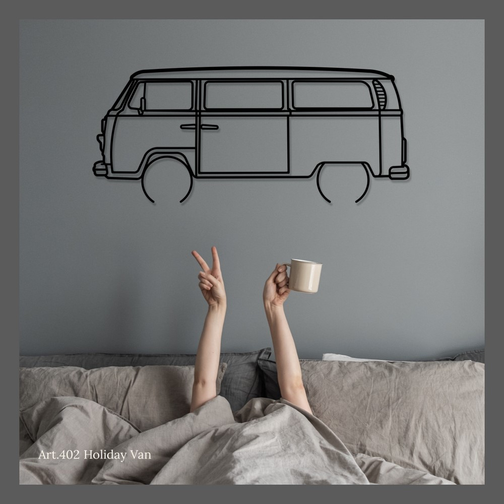 Art Design wandhanger - silhouet VW T2 HOLIDAY VAN - AD-ART402-TA.N.60 - ART.402STEELT60