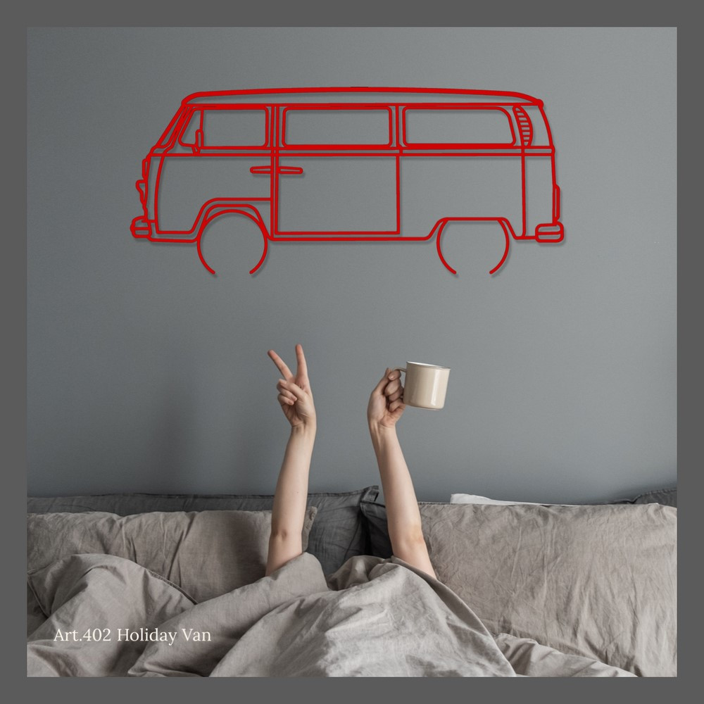 Art Design wandhanger - silhouet VW T2 HOLIDAY VAN - AD-ART402-TA.N.60 - ART.402STEELT60